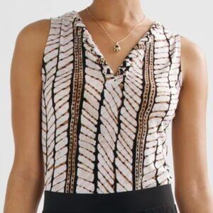 WHBM Matte Jersey Lace Notch Neck Tribal Pattern Tank Large